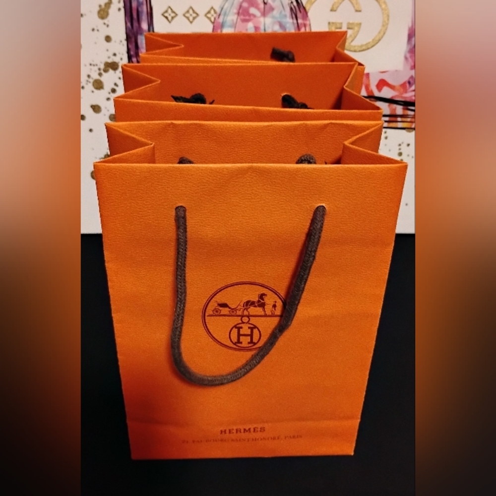 (3)Hermes High Quality Leather Gift Bags 8-3/4"H×6"W. - Picture 2 of 3